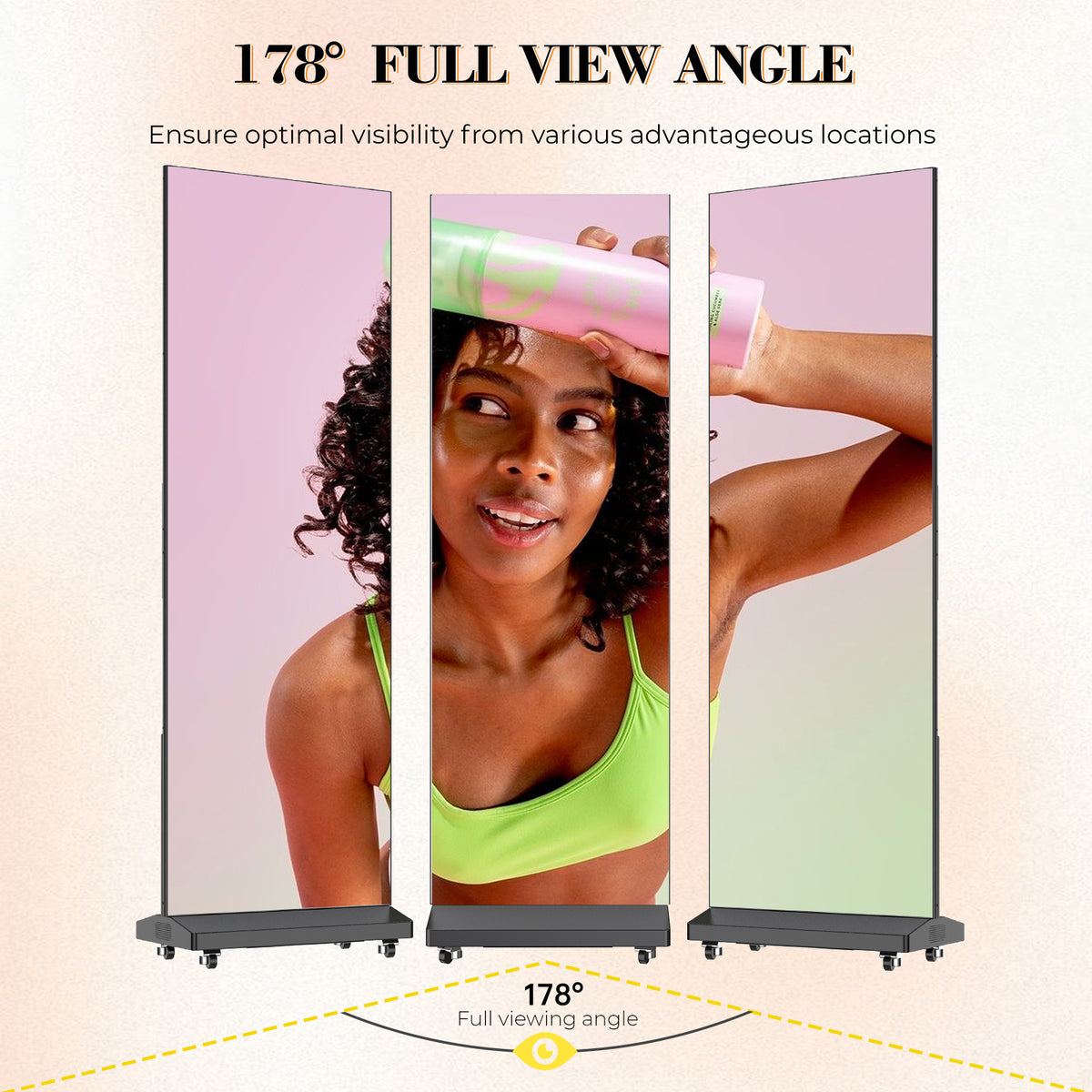 LED Digital Signage Display with Flight Case, P1.86 Spliceable LED Poster Screen with Publishing System, Foldable Advertising Display Kiosk for Events and Rentals, WiFi/USB/HDMI, Black