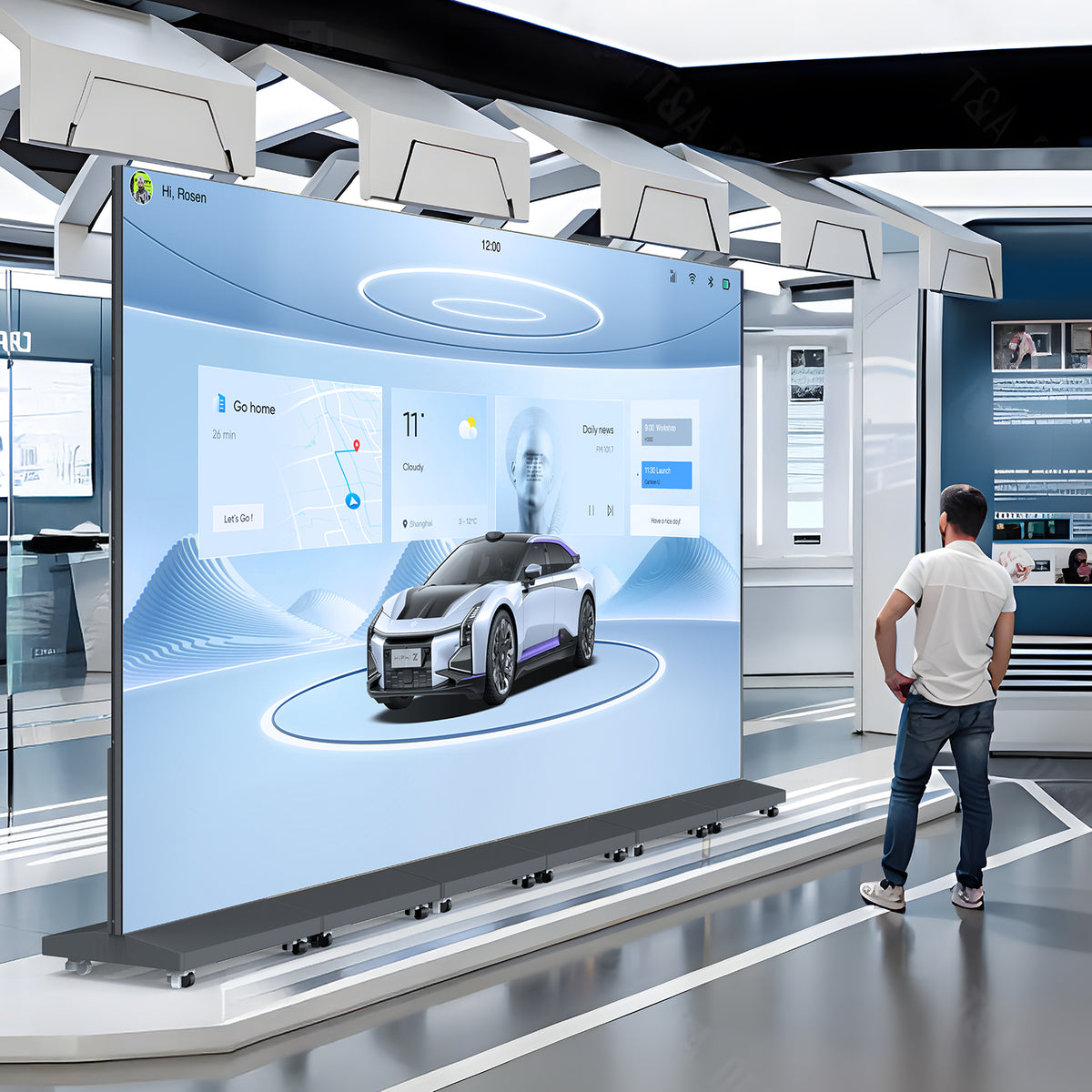 LED Digital Signage Display with Flight Case, P1.86 Spliceable LED Poster Screen with Publishing System, Foldable Advertising Display Kiosk for Events and Rentals, WiFi/USB/HDMI, Black