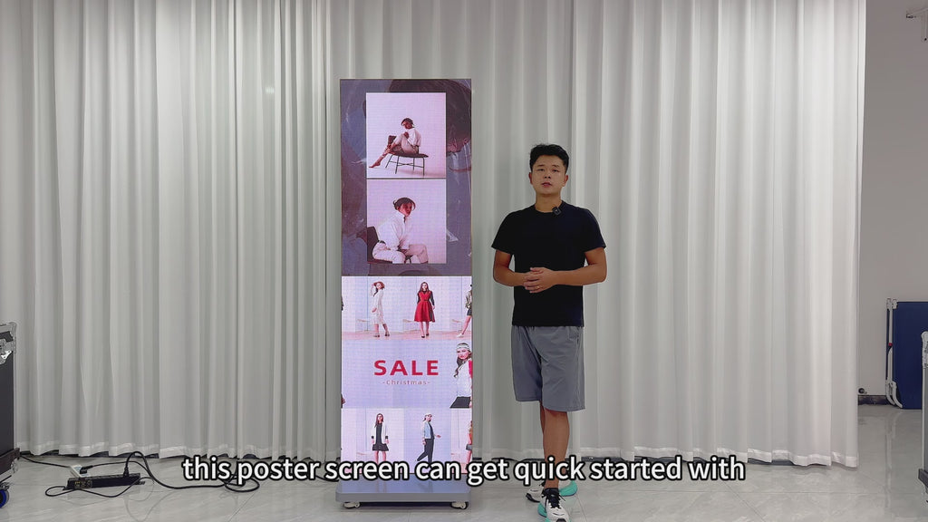 LED Digital Signage Display with Flight Case, P1.86 Spliceable LED Poster Screen with Publishing System, Foldable Advertising Display Kiosk for Events and Rentals, WiFi/USB/HDMI, Black