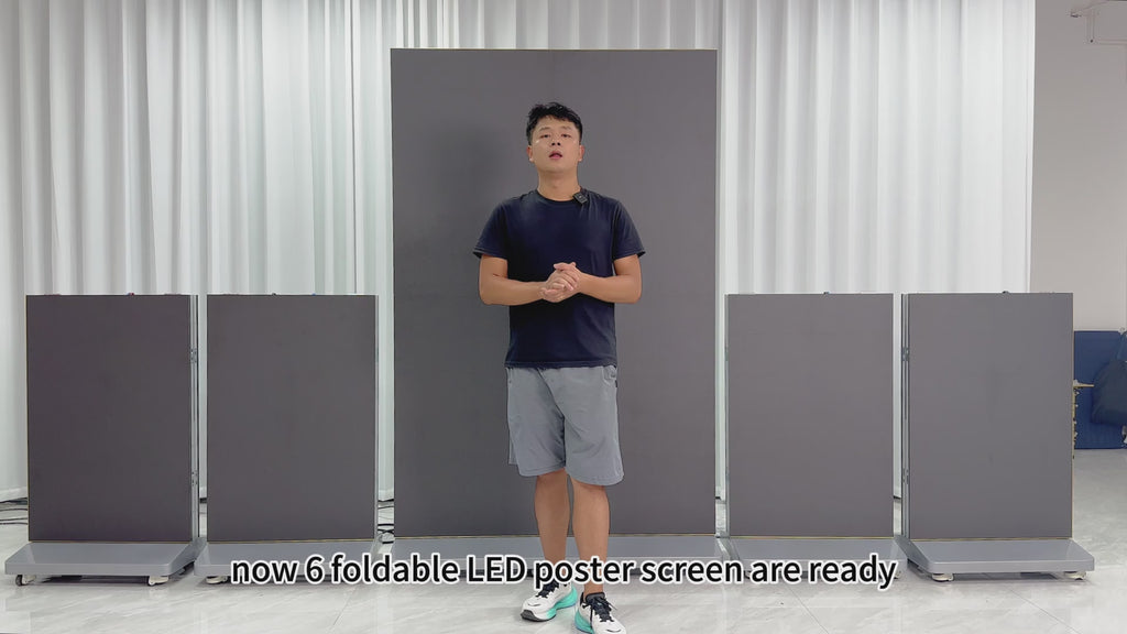 LED Digital Signage Display with Flight Case, P1.86 Spliceable LED Poster Screen with Publishing System, Foldable Advertising Display Kiosk for Events and Rentals, WiFi/USB/HDMI, Black